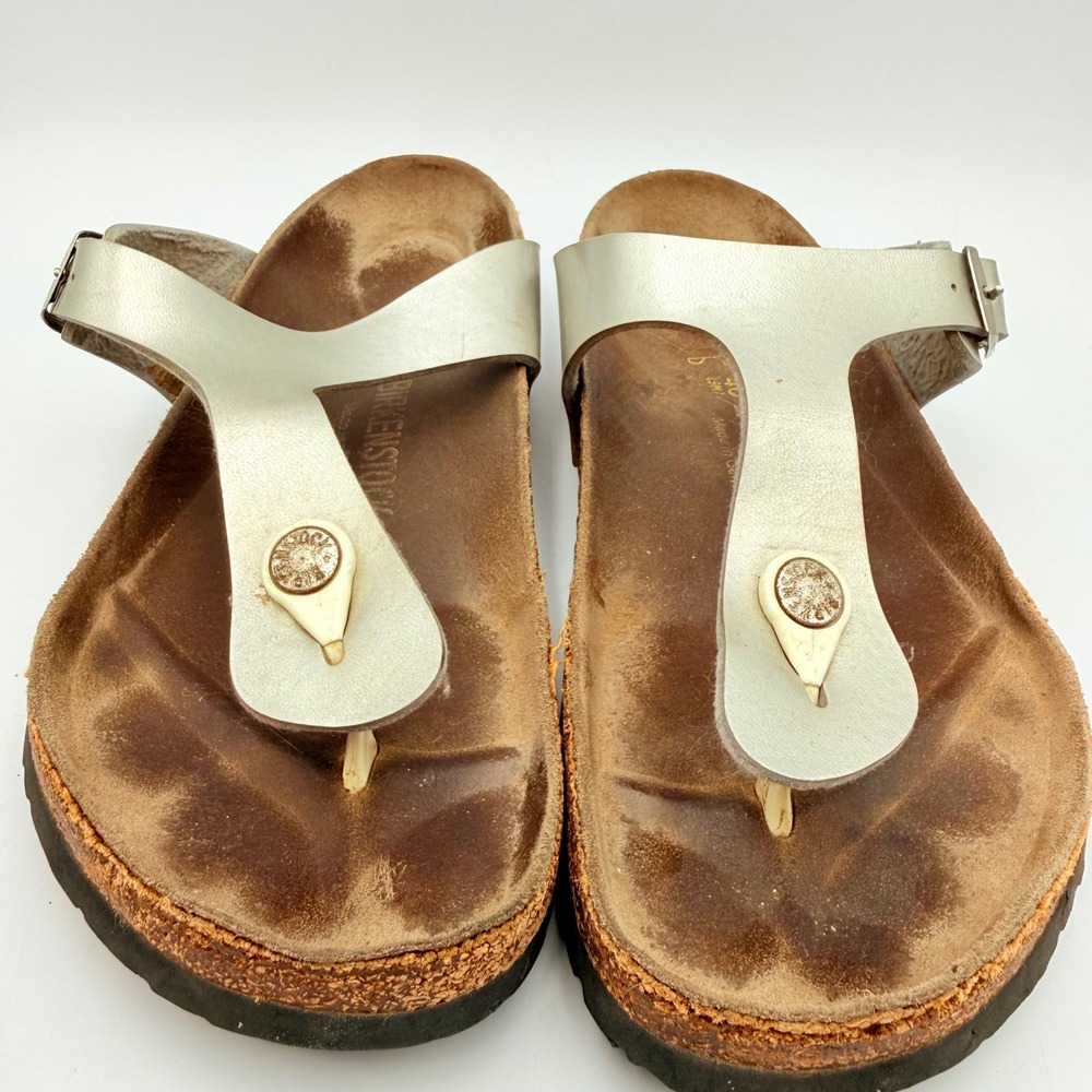 Birkenstock Papillio Gizeh Metallic Silver Thong Sandals EU 40 L9 M7 Germany